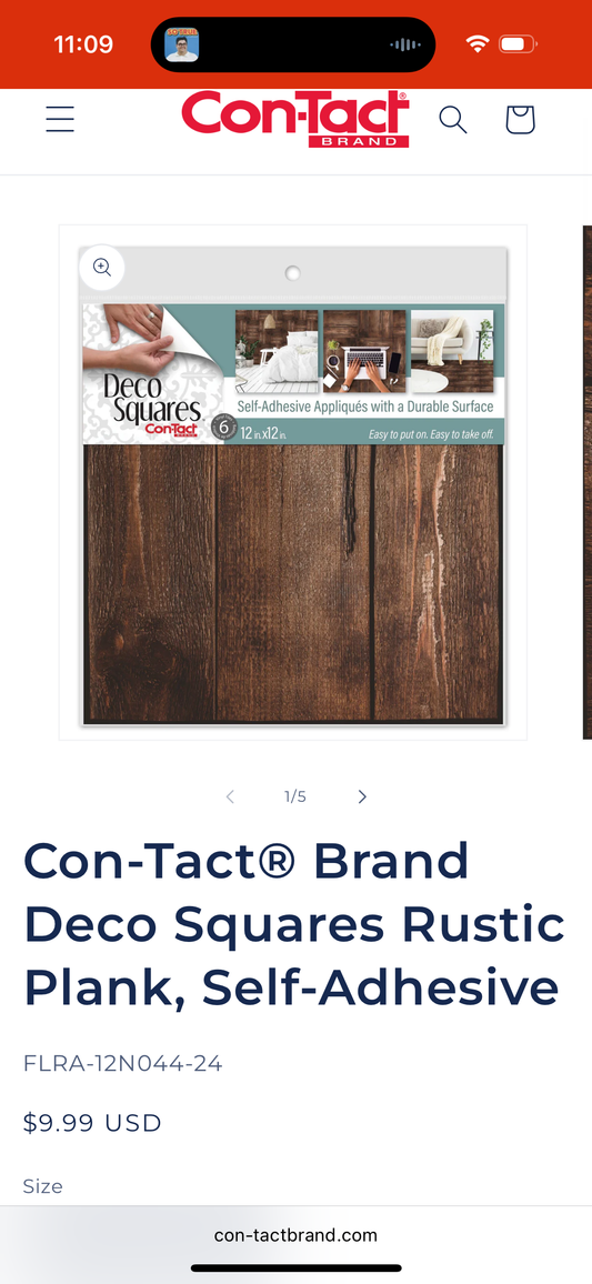 Con-Tact® Brand Deco Squares Rustic Plank, Self-Adhesive