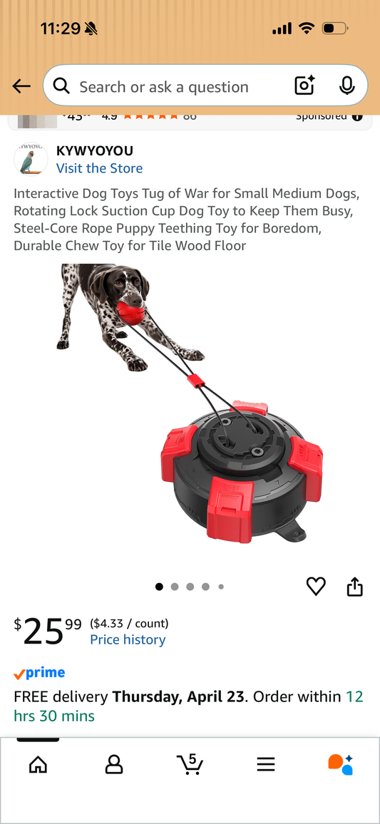 Interactive Dog Toys Tug of War for Small Medium Dogs, Rotating Lock Suction Cup Dog Toy to Keep Them Busy, Steel-Core Rope Puppy Teething Toy for Boredom, Durable Chew Toy for Tile Wood Floor