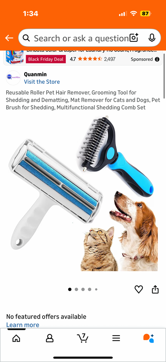 MAXCARE SOLUTIONS Pet Grooming Set: Hair Remover Roller – Dogs & Cats Pet Hair Remover. Grooming Rake Double-Sided Deshedding Dematting Tool. (BLUE)