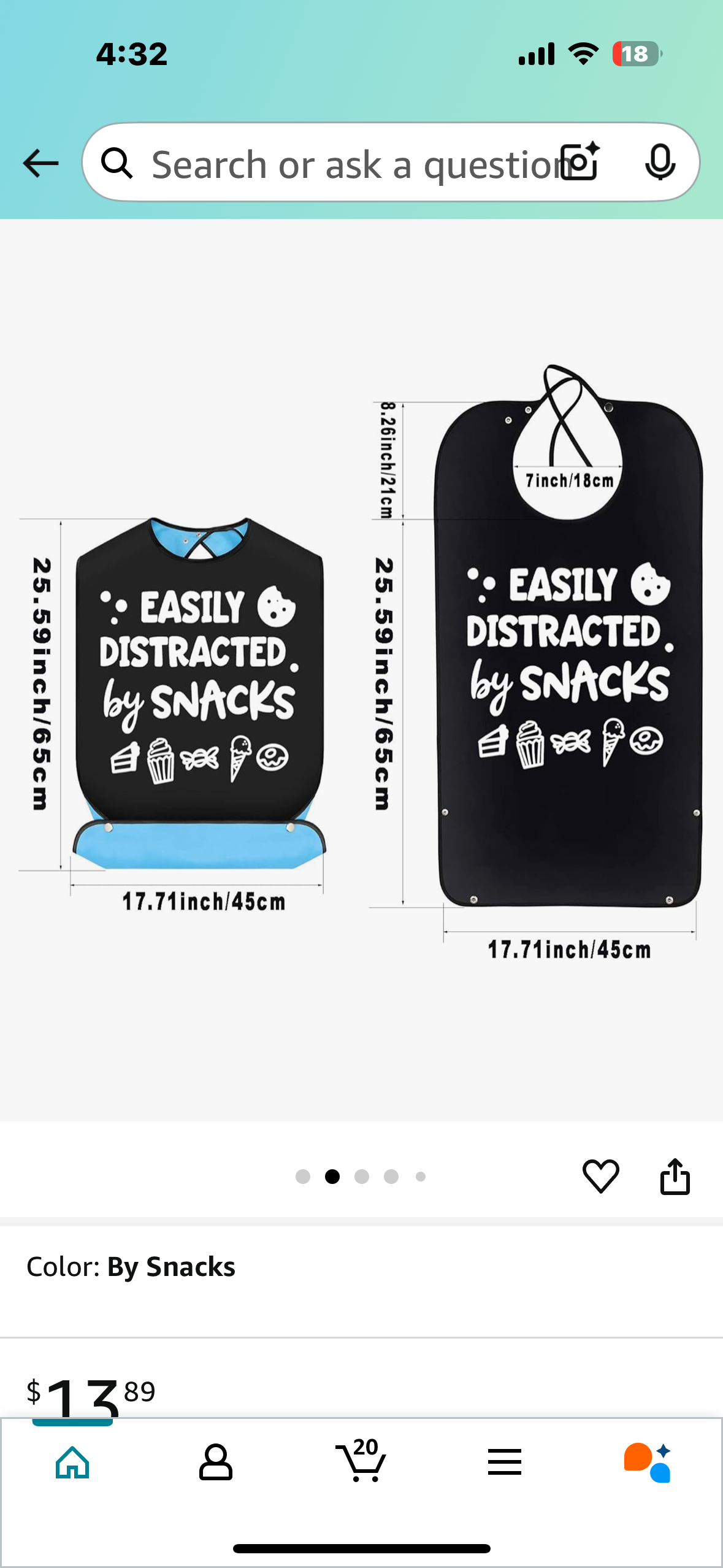 Adult Novelty Bib With Crumb Catcher Adjustable Clothing Protector (One Size)
