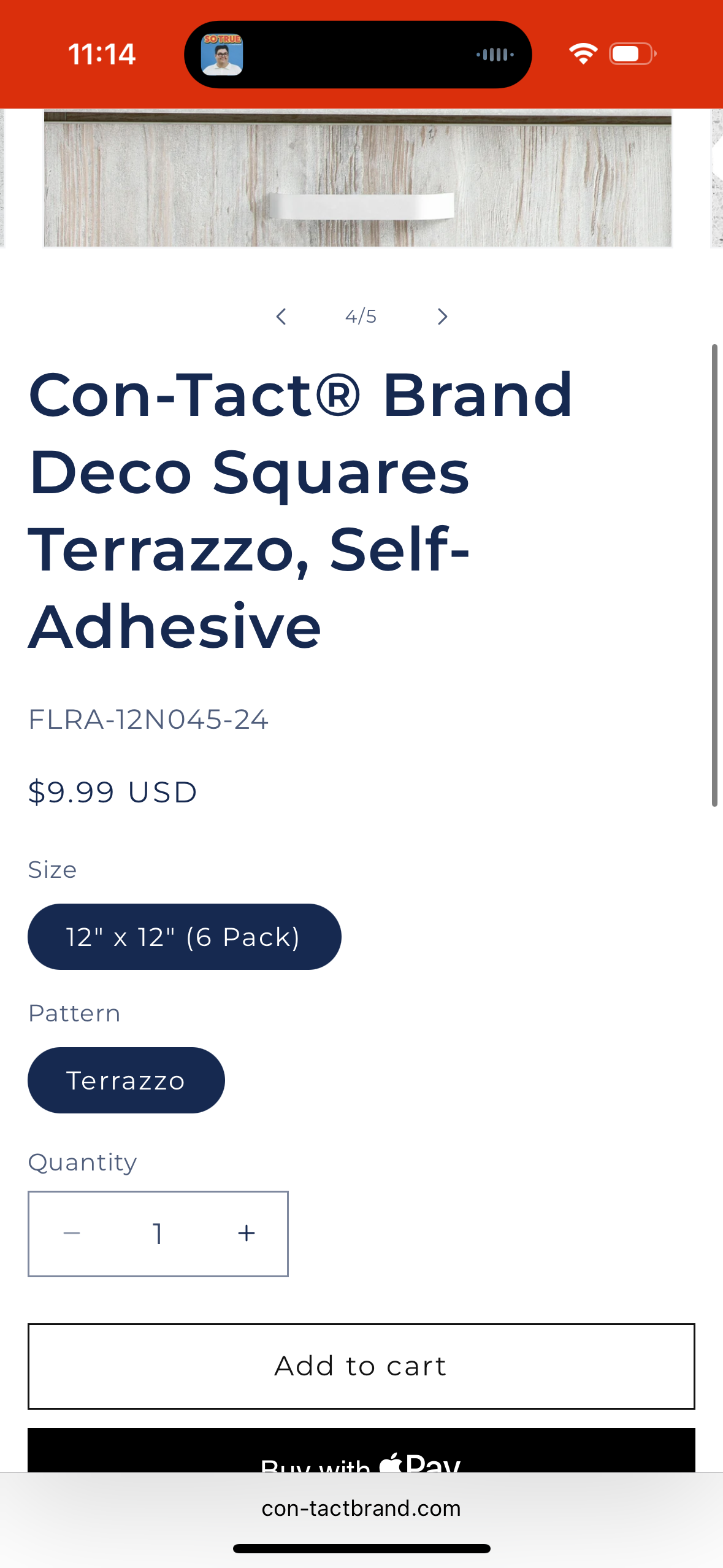 Con-Tact® Brand Deco Squares Terrazzo, Self-Adhesive