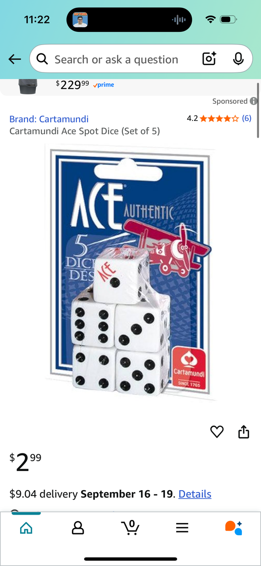 ‼️2 for $3‼️ Cartamundi Ace Spot Dice (Set of 5)