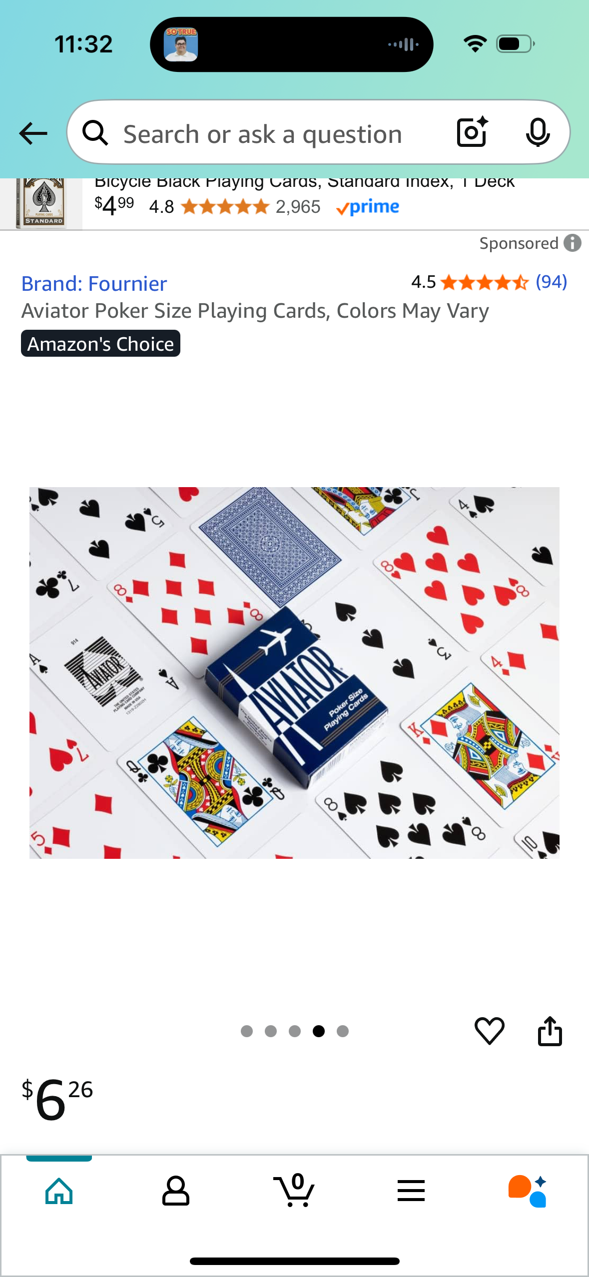 Aviator Poker Size Playing Cards, Colors May Vary
