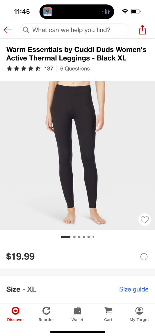 Warm Essentials by Cuddl Duds Women's Smooth Stretch Thermal Leggings (Size XX-Large)