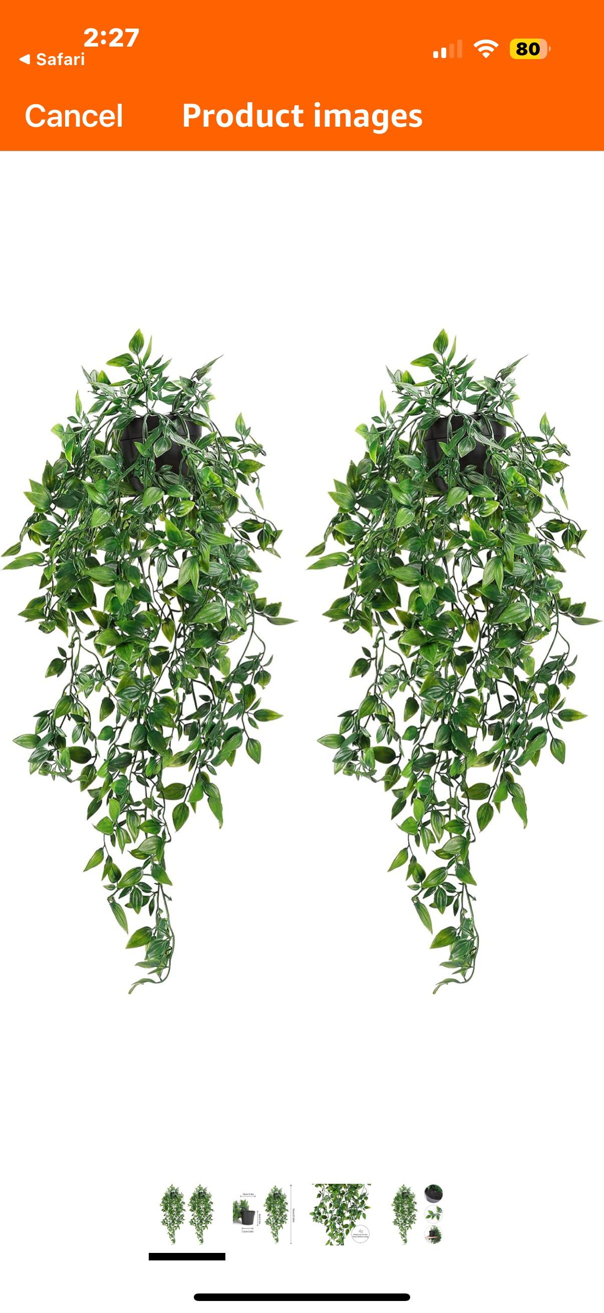 kutlan 2 Packs Artificial Hanging Plants Fake Potted Plants, Small Faux Plants in Pot for Home Room Indoor Outdoor Shelf Decor