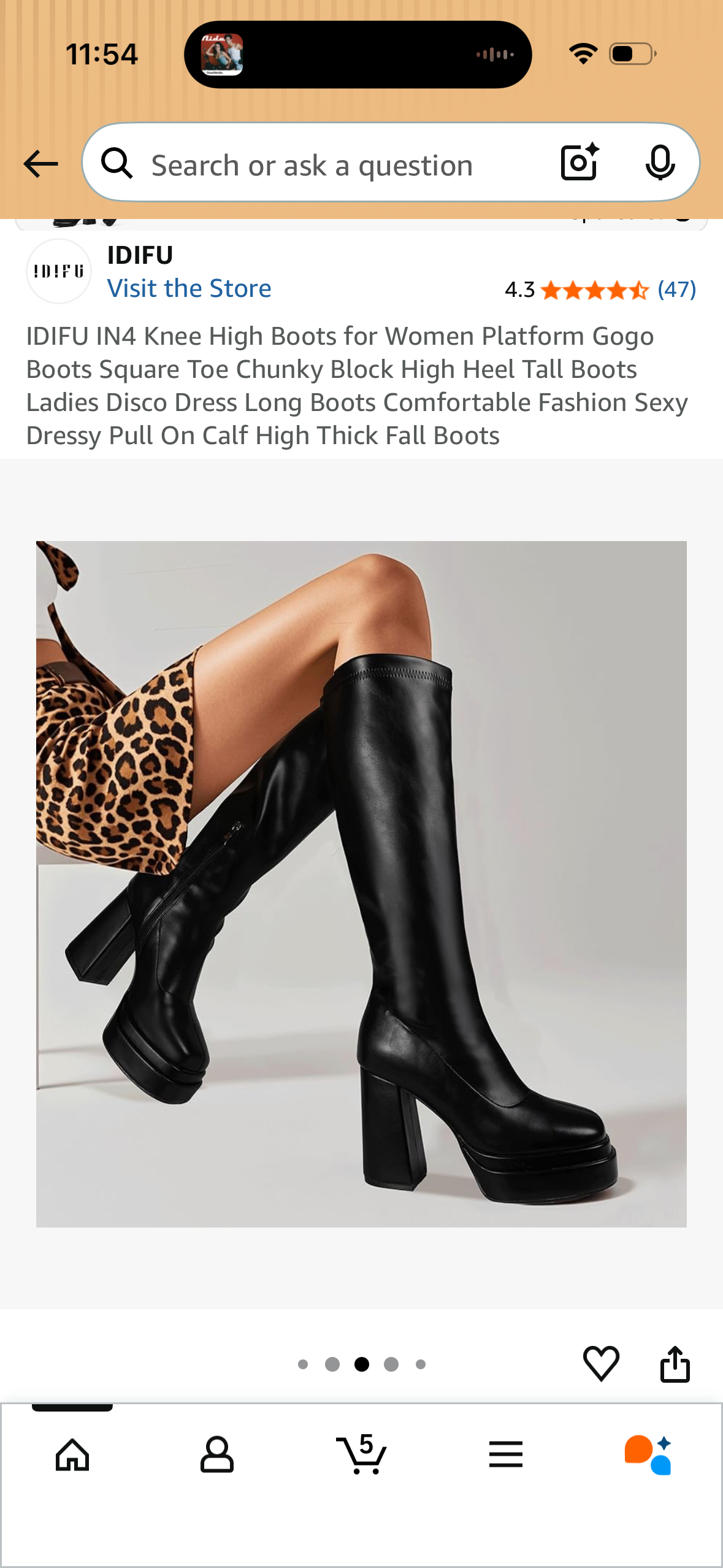 IDIFU IN4 Knee High Boots for Women Platform Gogo Boots Square Toe Chunky Block High Heel Tall Boots Ladies Disco Dress Long Boots Comfortable Fashion Sexy Dressy Pull On Calf High Thick Fall Boots (Size US 8 Women’s)