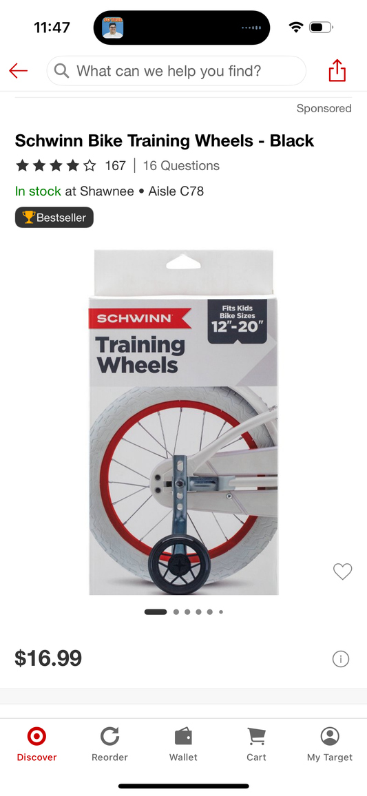 Schwinn Bike Training Wheels - Black