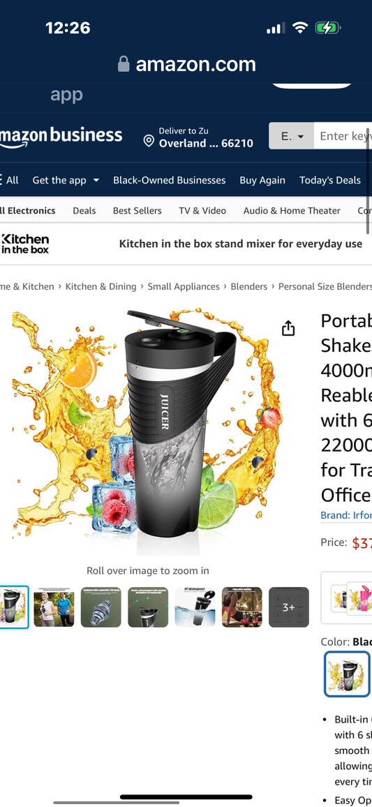 Portable Blender for Shakes and Smoothies 4000mAh Type-C Reable 460ml Blender with 6 Sharp Powerful 22000r/m Juicer Cup for Traveling Gym Office