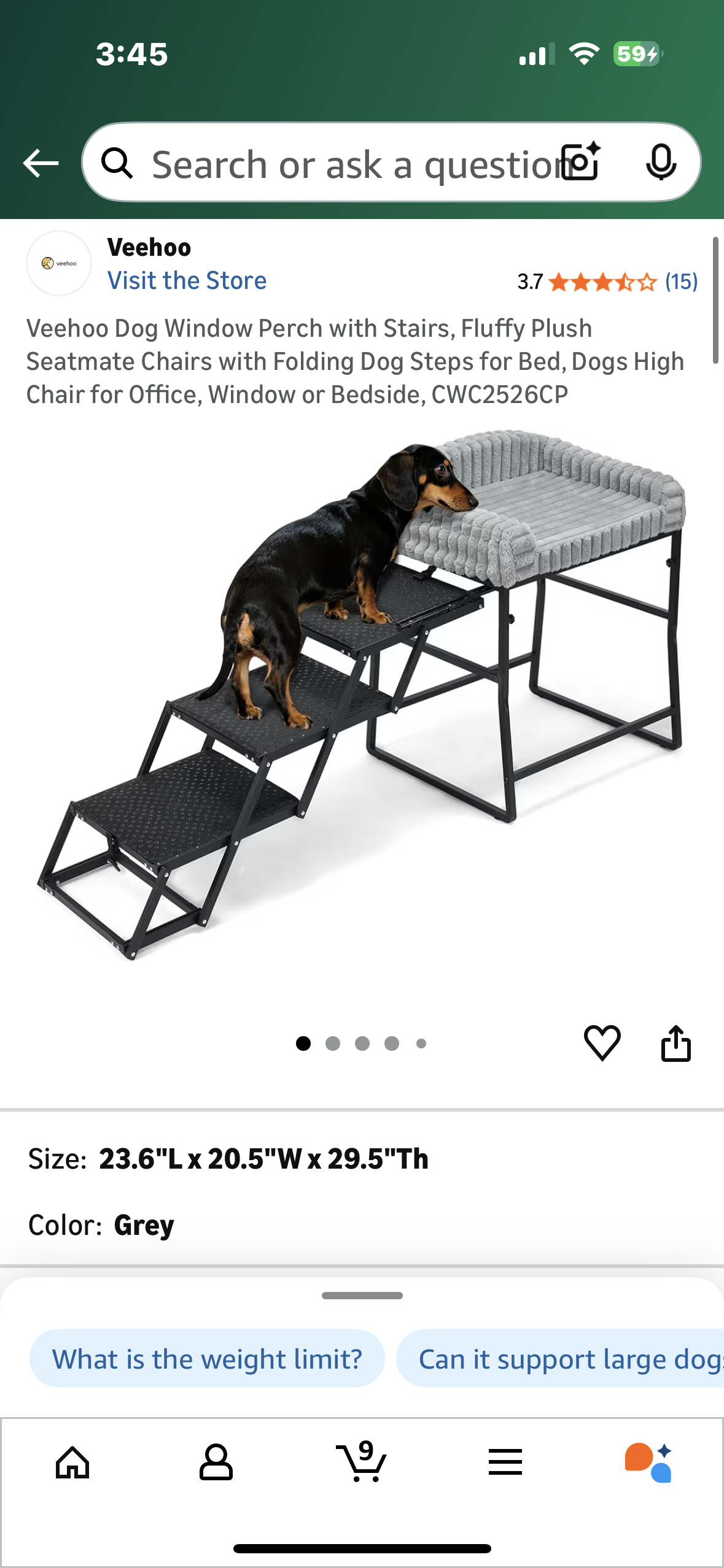 Veehoo Dog Stairs with Perch, Fluffy Plush Seat-mate, Folding Dog Steps for Bed, Furniture, Window (R744)