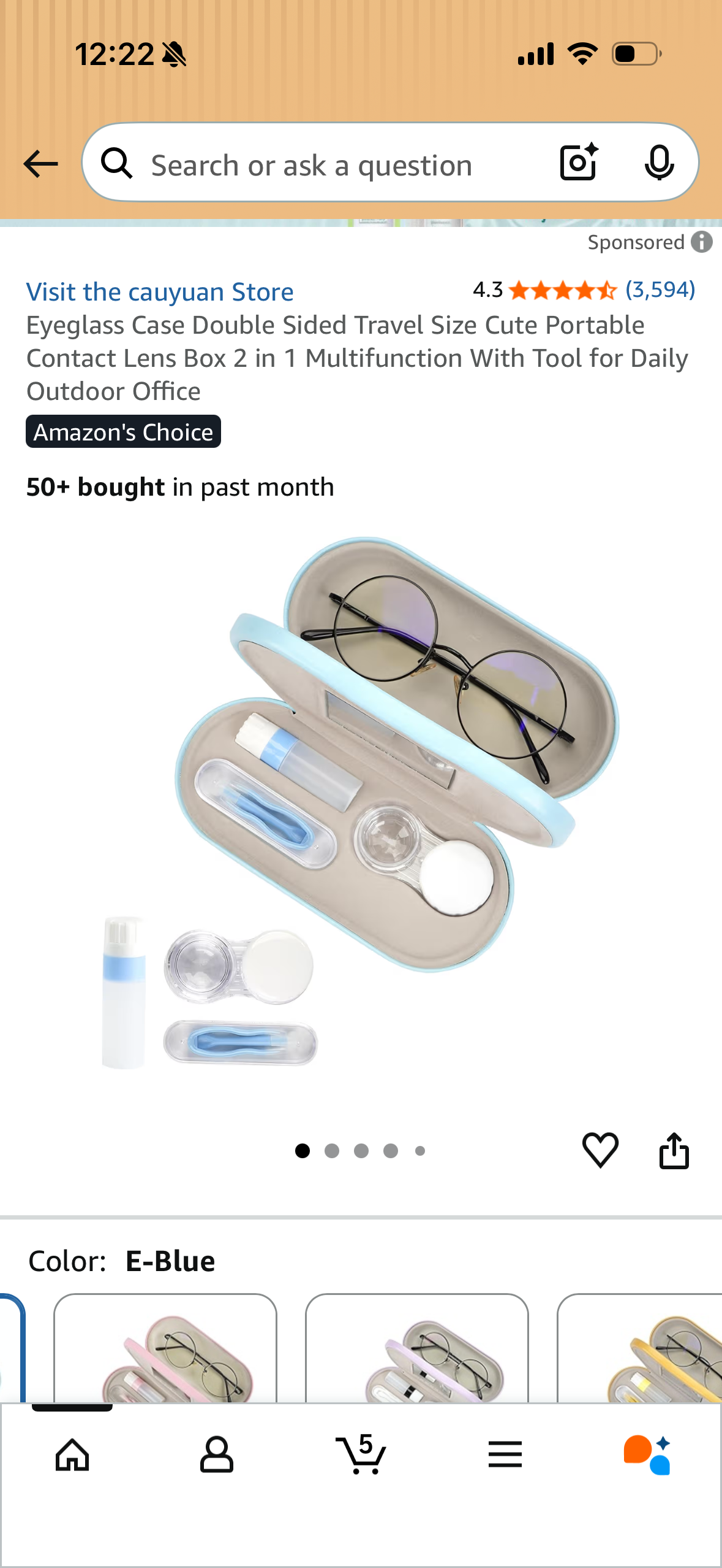 Eyeglass Case Double Sided Travel Size Cute Portable Contact Lens Box 2 in 1 Multifunction With Tool for Daily Outdoor Office
