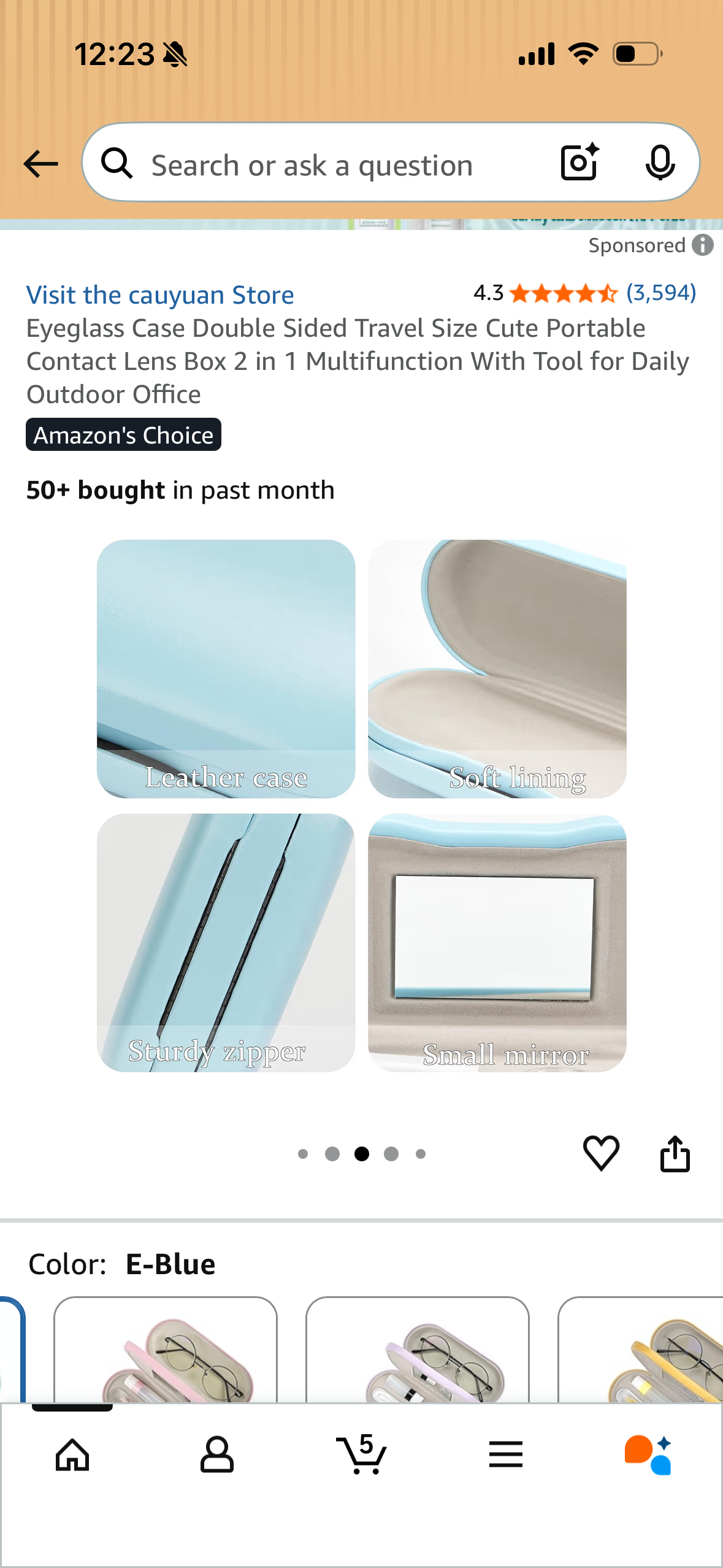 Eyeglass Case Double Sided Travel Size Cute Portable Contact Lens Box 2 in 1 Multifunction With Tool for Daily Outdoor Office