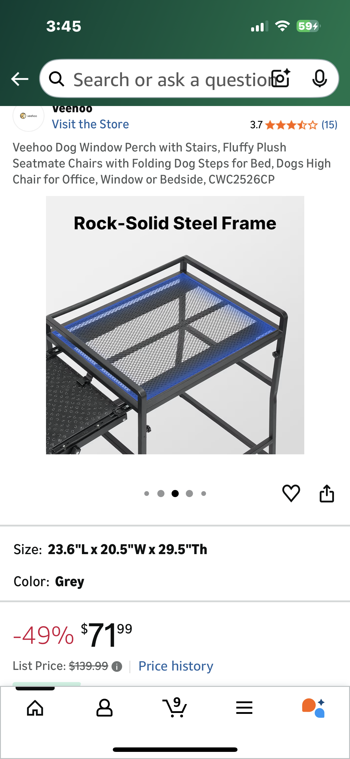 Veehoo Dog Stairs with Perch, Fluffy Plush Seat-mate, Folding Dog Steps for Bed, Furniture, Window (R744)