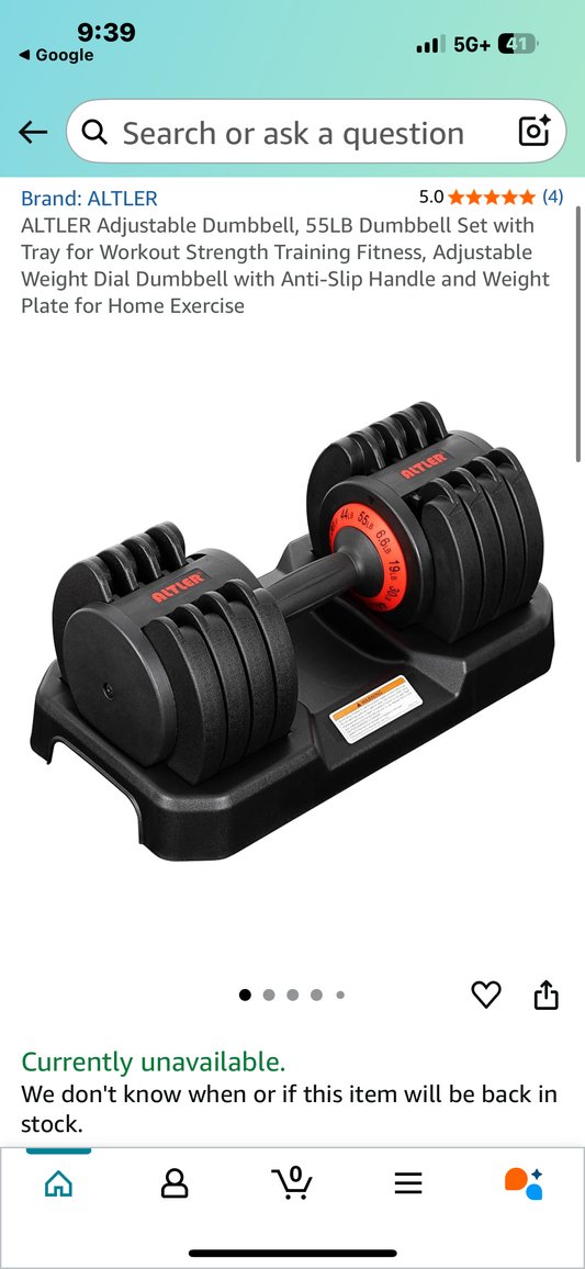 ALTLER Adjustable Dumbbell, 55LB Dumbbell Set with Tray for Strength Training Fitness (W496)
