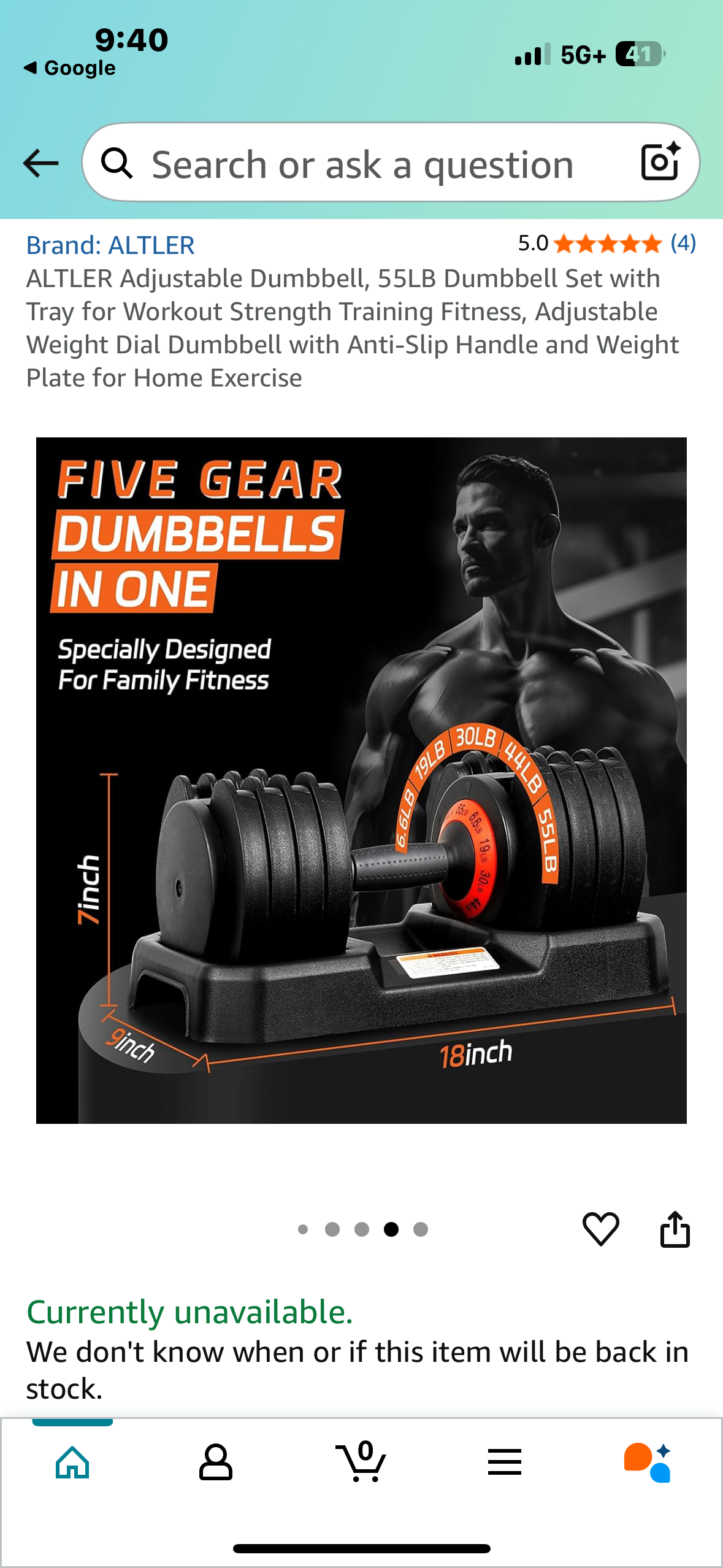 ALTLER Adjustable Dumbbell, 55LB Dumbbell Set with Tray for Strength Training Fitness (W496)