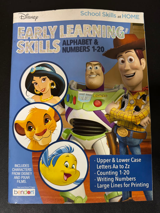 Disney Early Learning Skills Activity Book Alphabet & Numbers 1-20