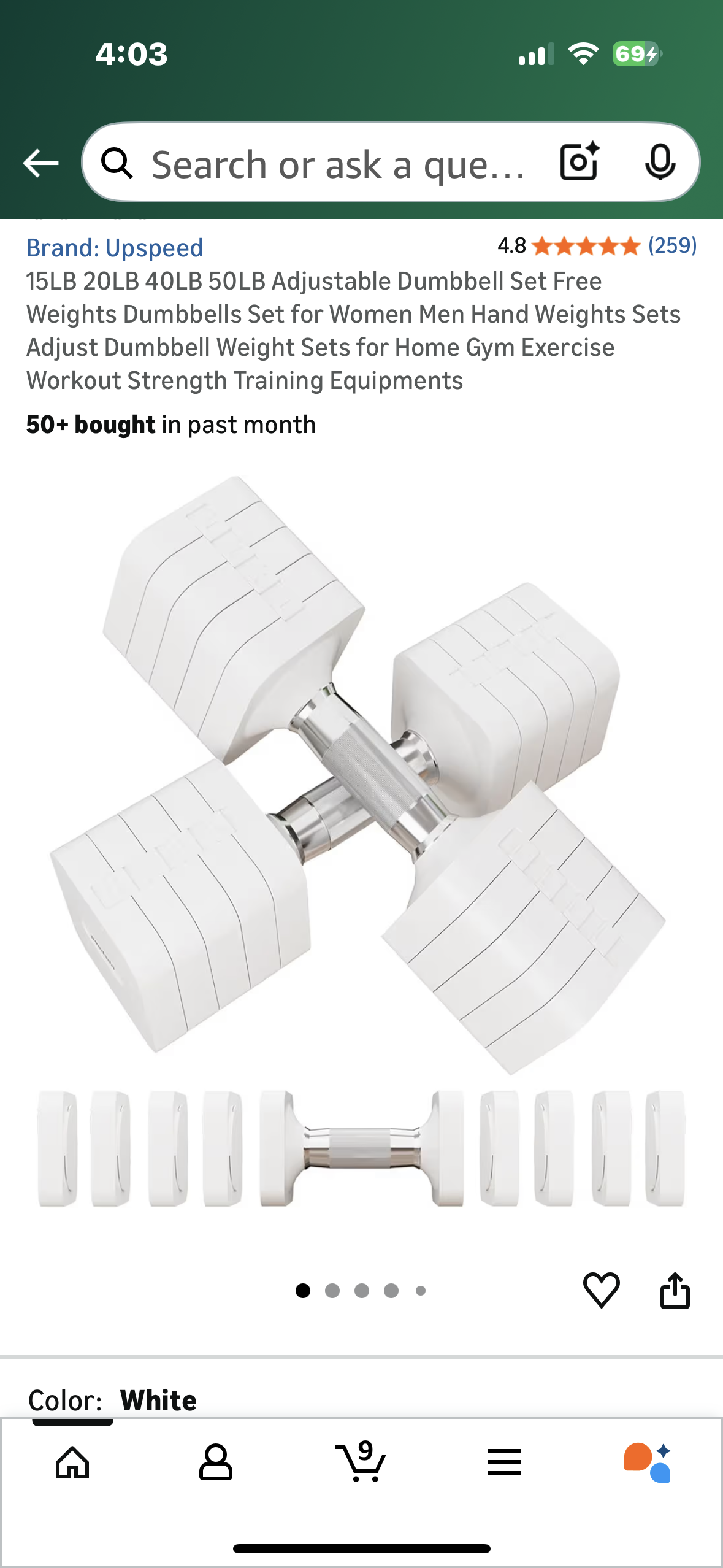 50LB Total (25LB each) Adjustable Dumbbell Set Free Weights Dumbbells Set, Adjustable Dumbbell Weight Set for Home Gym Workout, Strength Training (W547)