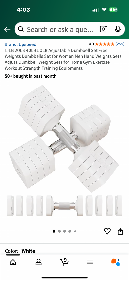 50LB Total (25LB each) Adjustable Dumbbell Set Free Weights Dumbbells Set, Adjustable Dumbbell Weight Set for Home Gym Workout, Strength Training (W547)