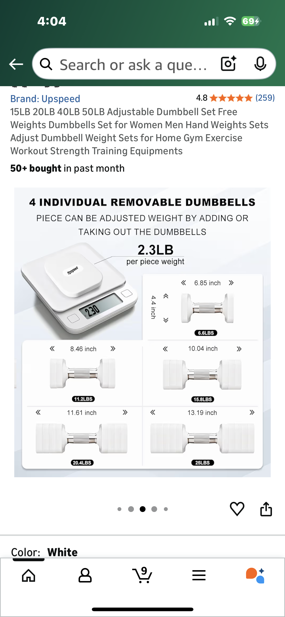 50LB Total (25LB each) Adjustable Dumbbell Set Free Weights Dumbbells Set, Adjustable Dumbbell Weight Set for Home Gym Workout, Strength Training (W547)