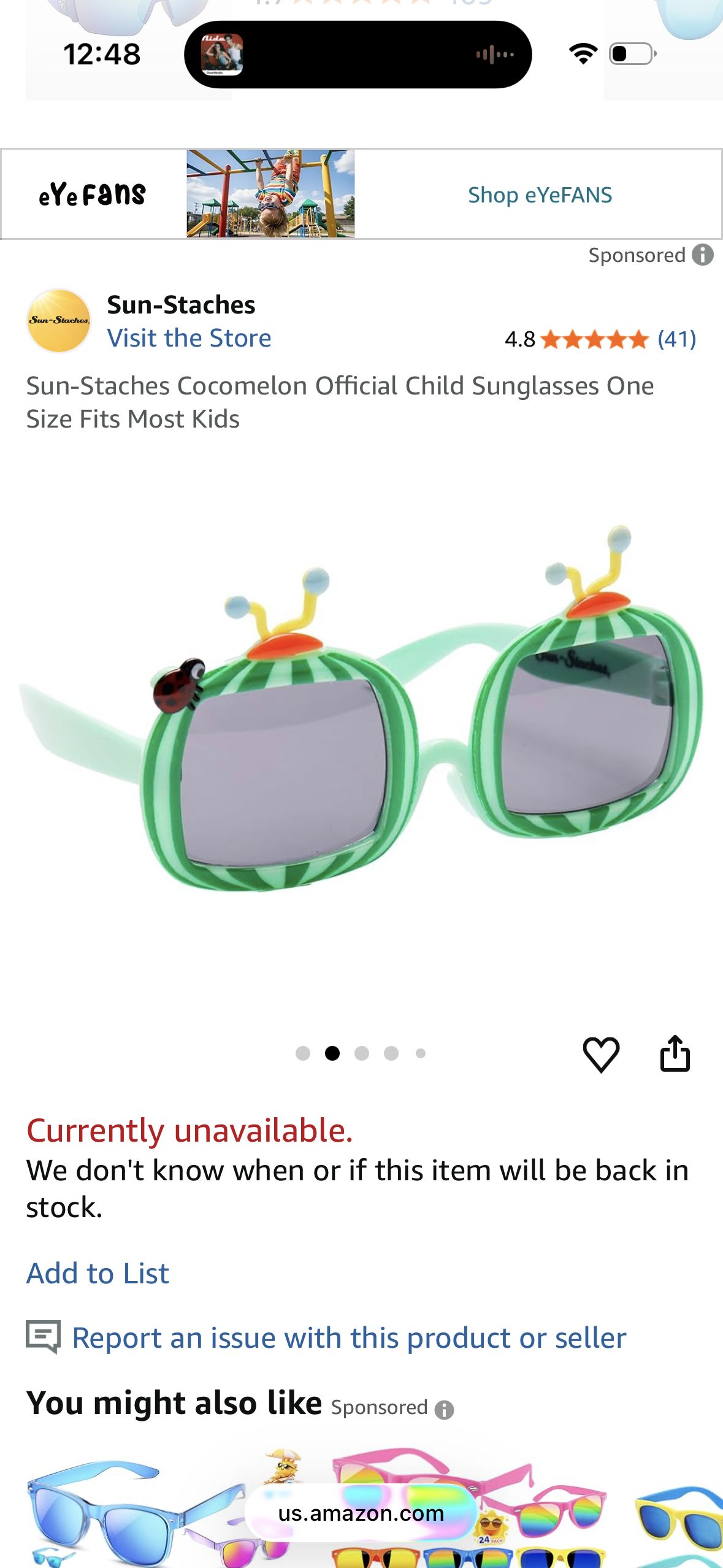 Sun-Staches Cocomelon Official Child Sunglasses One Size Fits Most Kids