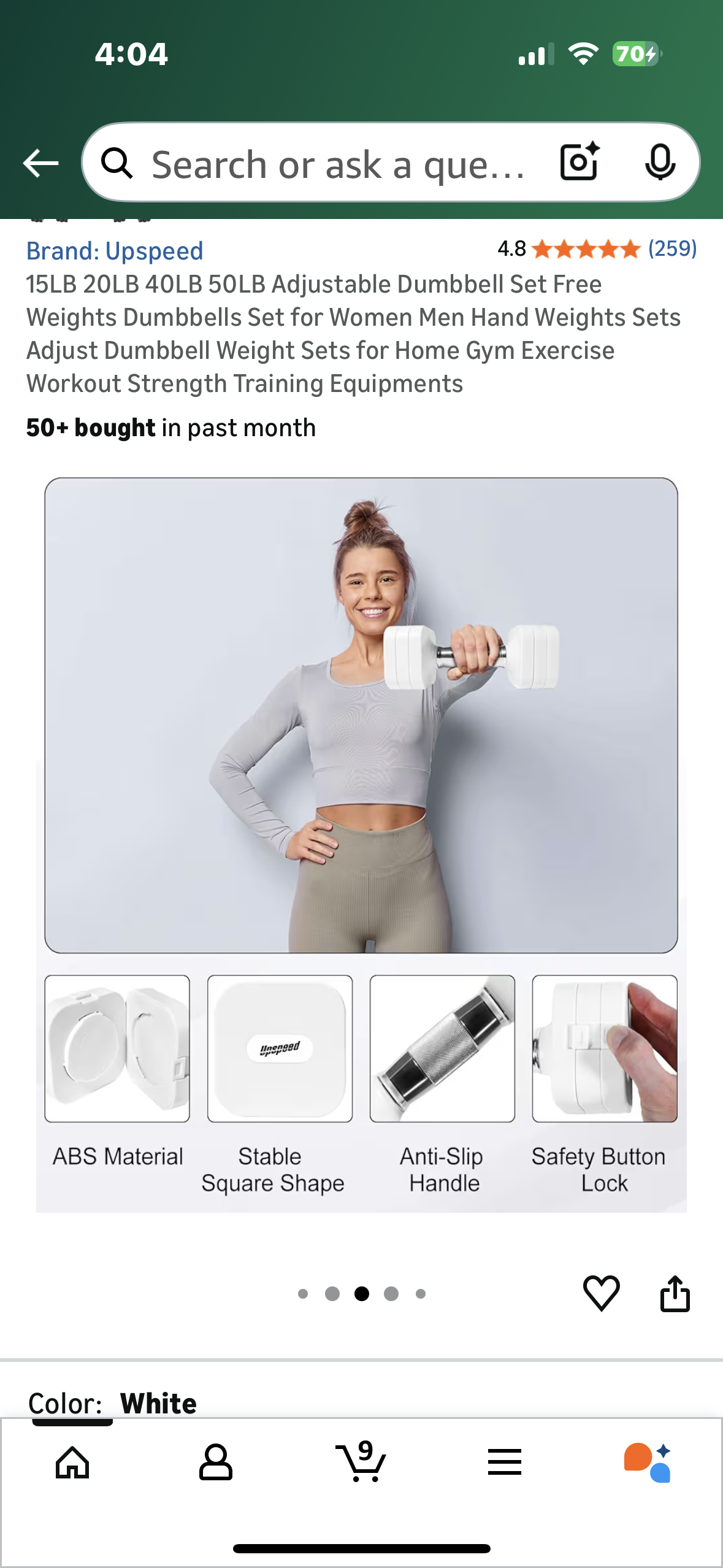 50LB Total (25LB each) Adjustable Dumbbell Set Free Weights Dumbbells Set, Adjustable Dumbbell Weight Set for Home Gym Workout, Strength Training (W547)