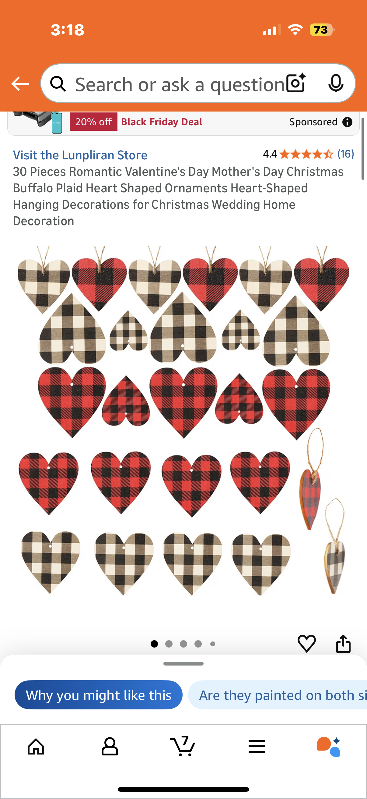 30 Pieces Christmas Buffalo Plaid Heart Shaped Ornaments Heart-Shaped Hanging Decorations for Christmas Home Decoration