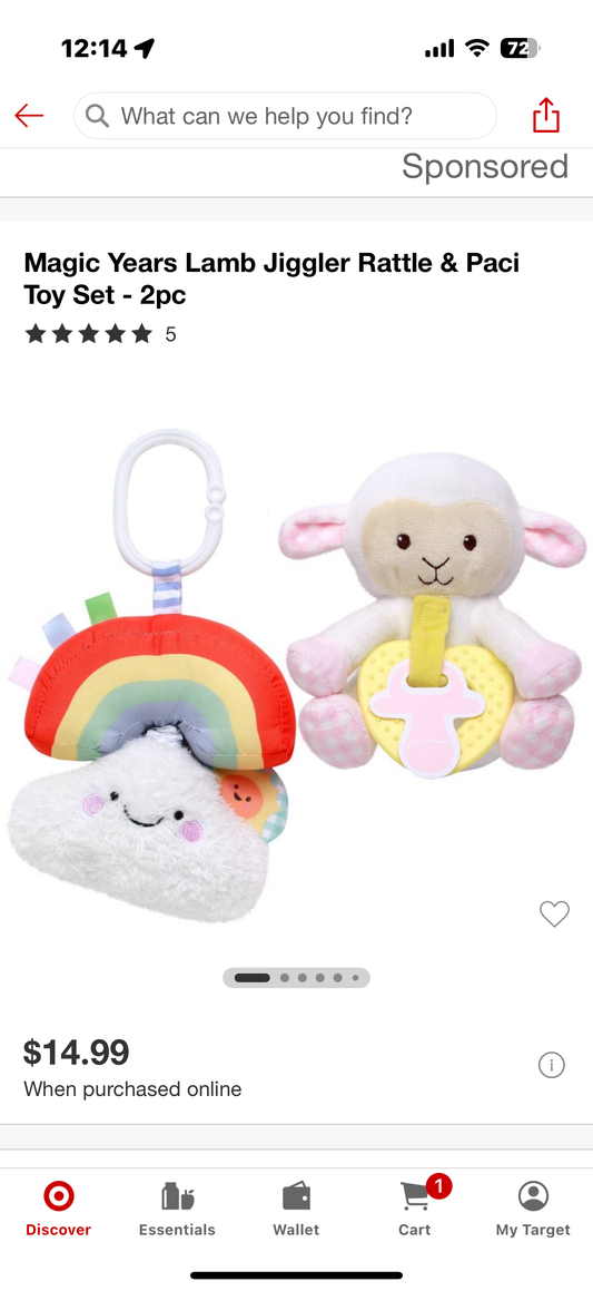 Magic Years Lamb Jiggler Rattle & Paci Toy Set - 2pc