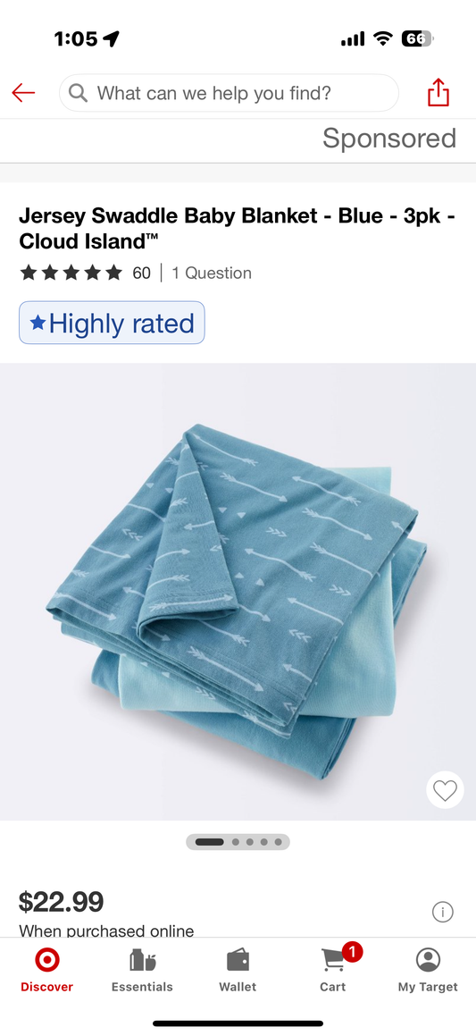 Jersey Swaddle Baby Blanket - Blue - 3pk - Cloud Island™