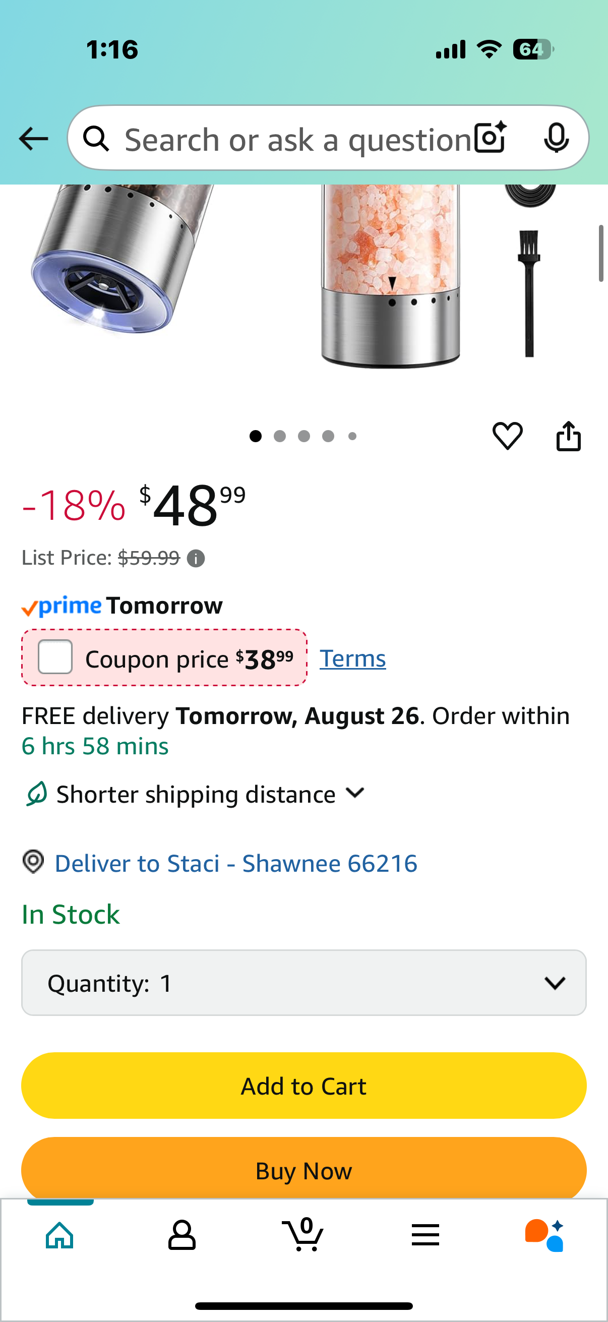 ThermoPro Upgraded Larger Capacity Electric Salt and Pepper Grinder Set, Rechargeable Salt and Pepper Shakers with External Adjustment, Stainless Steel Auto Salt Grinder with Dust Cover & LED lights