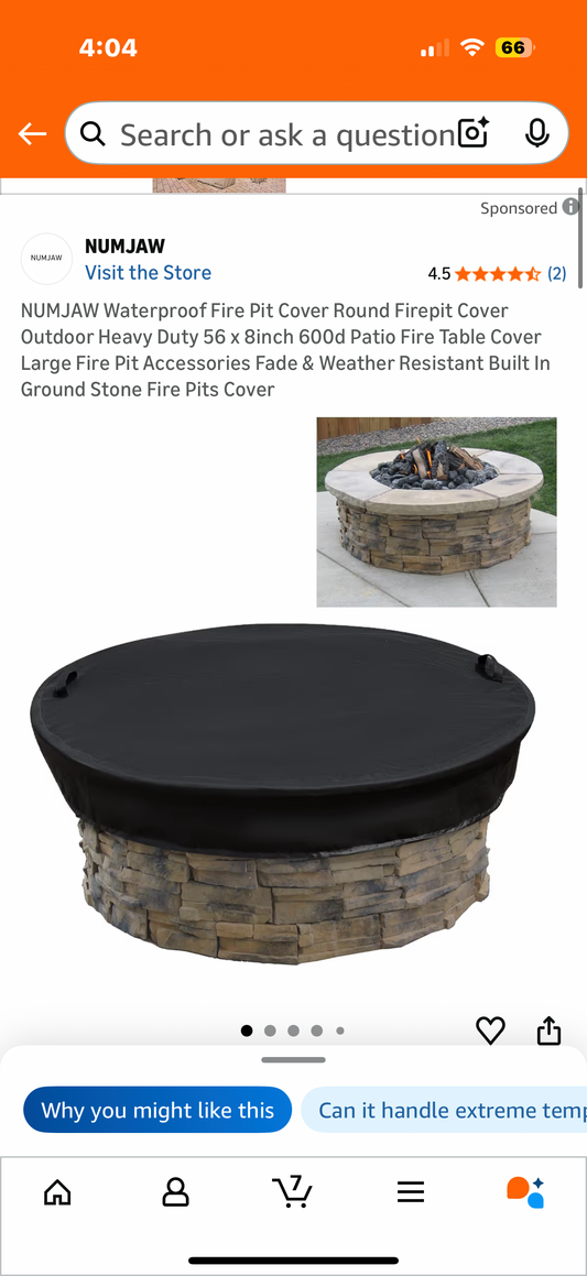 Waterproof Fire Pit Cover Round Firepit Cover Outdoor Heavy Duty 56 x 8inch 600d Patio Fire Table Cover Large Fire Pit Accessories Fade & Weather Resistant Built In Ground Stone Fire Pits Cover*