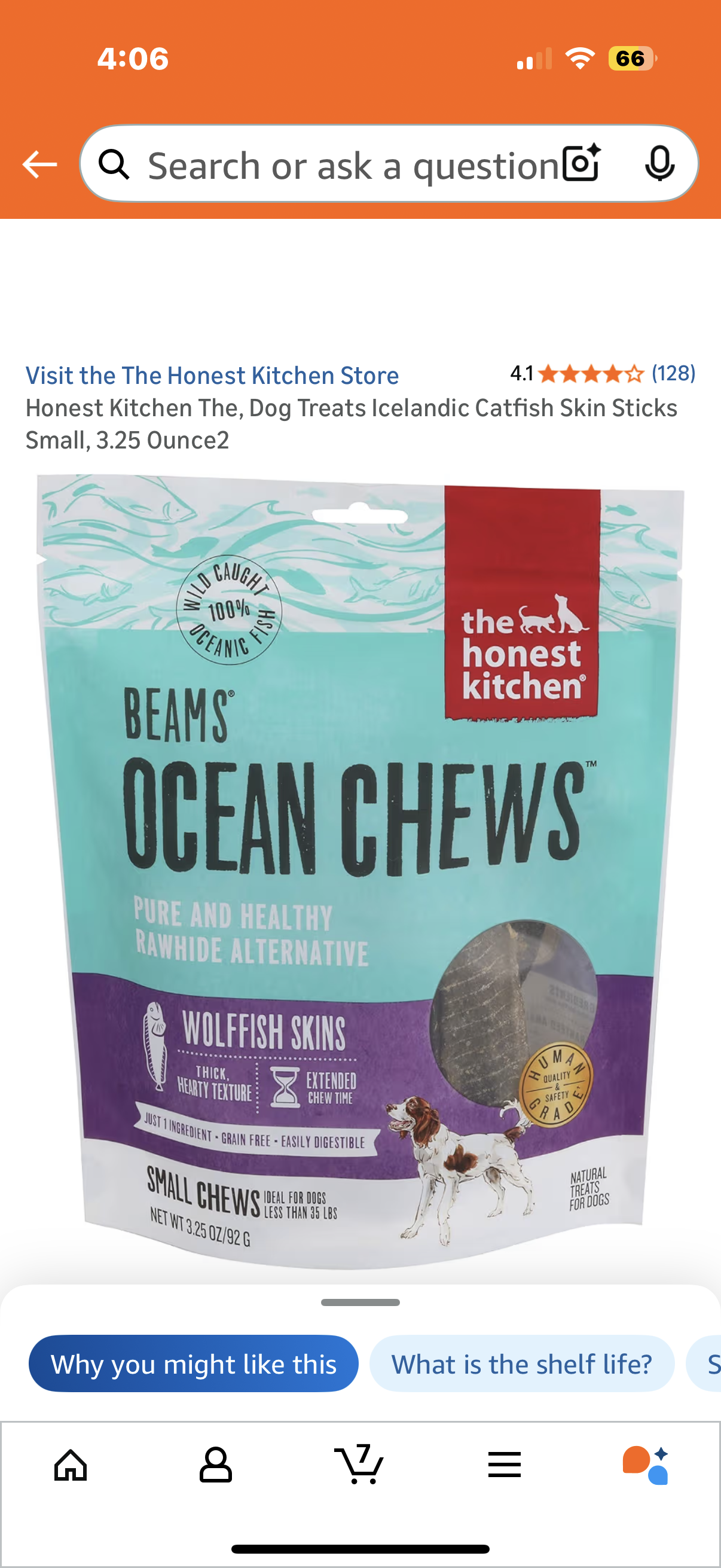 Honest Kitchen The, Dog Treats Icelandic Catfish Skin Sticks Small, 3.25 Ounce2