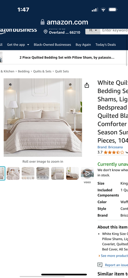 White Quilt King Size Bedding Sets with Pillow Shams, Lightweight Soft Bedspread Coverlet, Quilted Blanket Thin Comforter Bed Cover, All Season Summer Spring, 3 Pieces, 104" x 90”