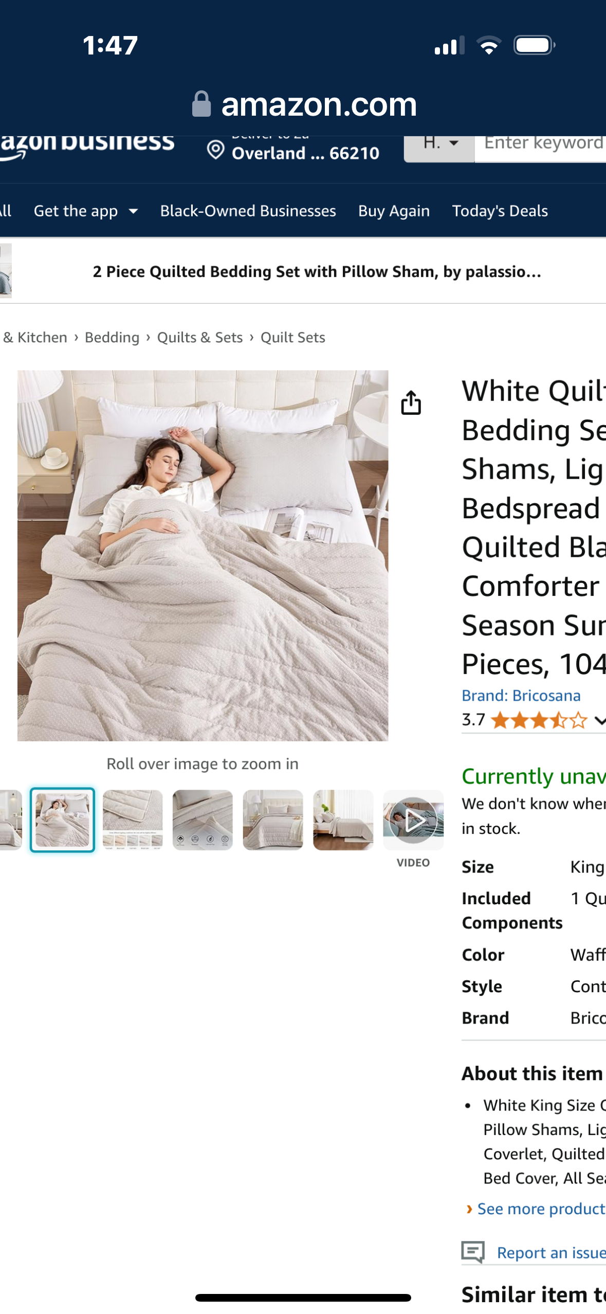 White Quilt King Size Bedding Sets with Pillow Shams, Lightweight Soft Bedspread Coverlet, Quilted Blanket Thin Comforter Bed Cover, All Season Summer Spring, 3 Pieces, 104" x 90”