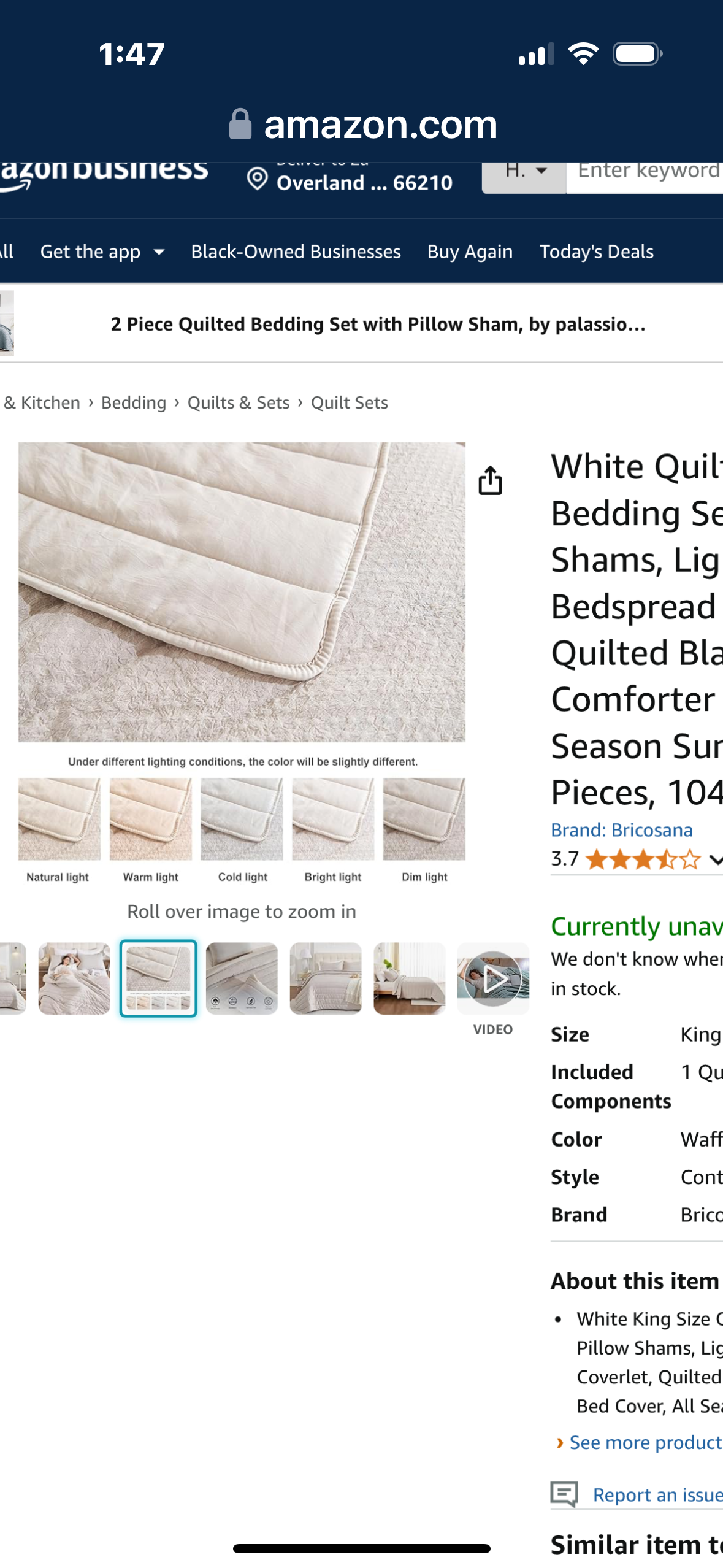 White Quilt King Size Bedding Sets with Pillow Shams, Lightweight Soft Bedspread Coverlet, Quilted Blanket Thin Comforter Bed Cover, All Season Summer Spring, 3 Pieces, 104" x 90”