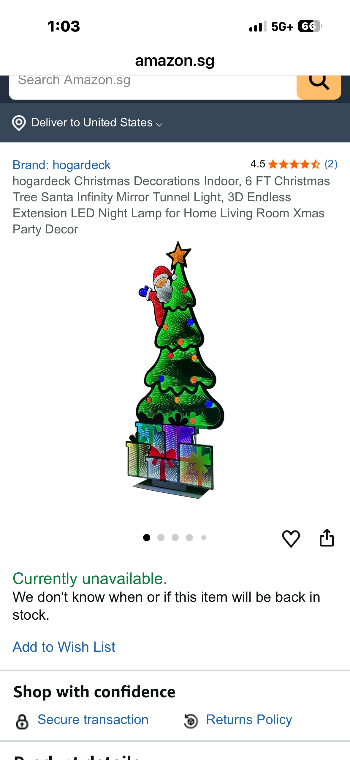 Hogardeck Christmas Decorations Indoor, 6 FT Infinity Mirror Tunnel Light Christmas Tree Santa, 3D Endless Extension LED for Home Living Room Xmas Party Decor (R791)