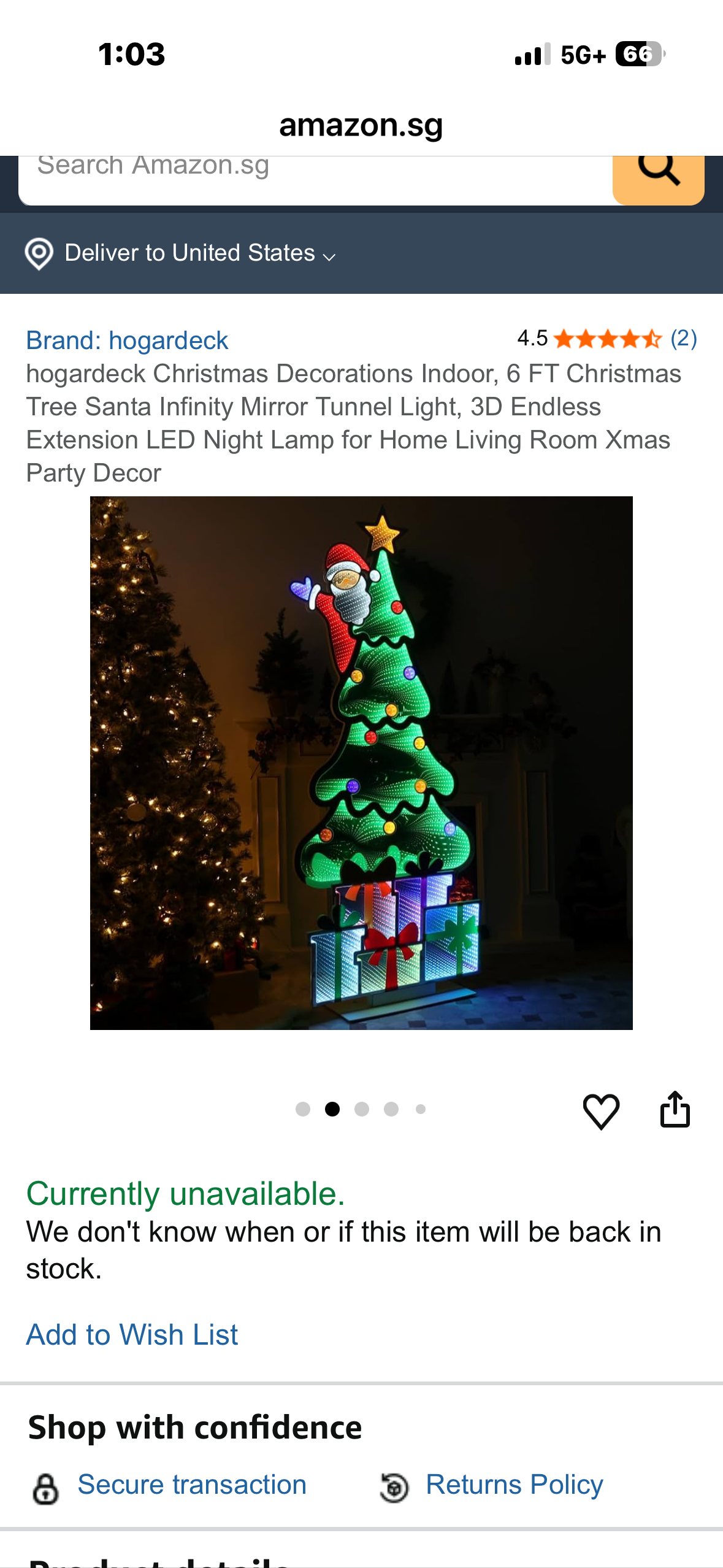 Hogardeck Christmas Decorations Indoor, 6 FT Infinity Mirror Tunnel Light Christmas Tree Santa, 3D Endless Extension LED for Home Living Room Xmas Party Decor (R791)
