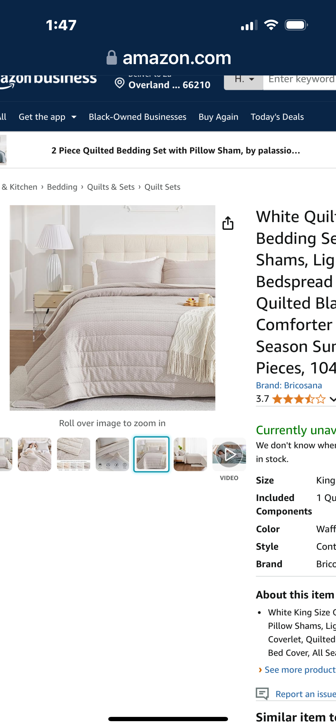 White Quilt King Size Bedding Sets with Pillow Shams, Lightweight Soft Bedspread Coverlet, Quilted Blanket Thin Comforter Bed Cover, All Season Summer Spring, 3 Pieces, 104" x 90”