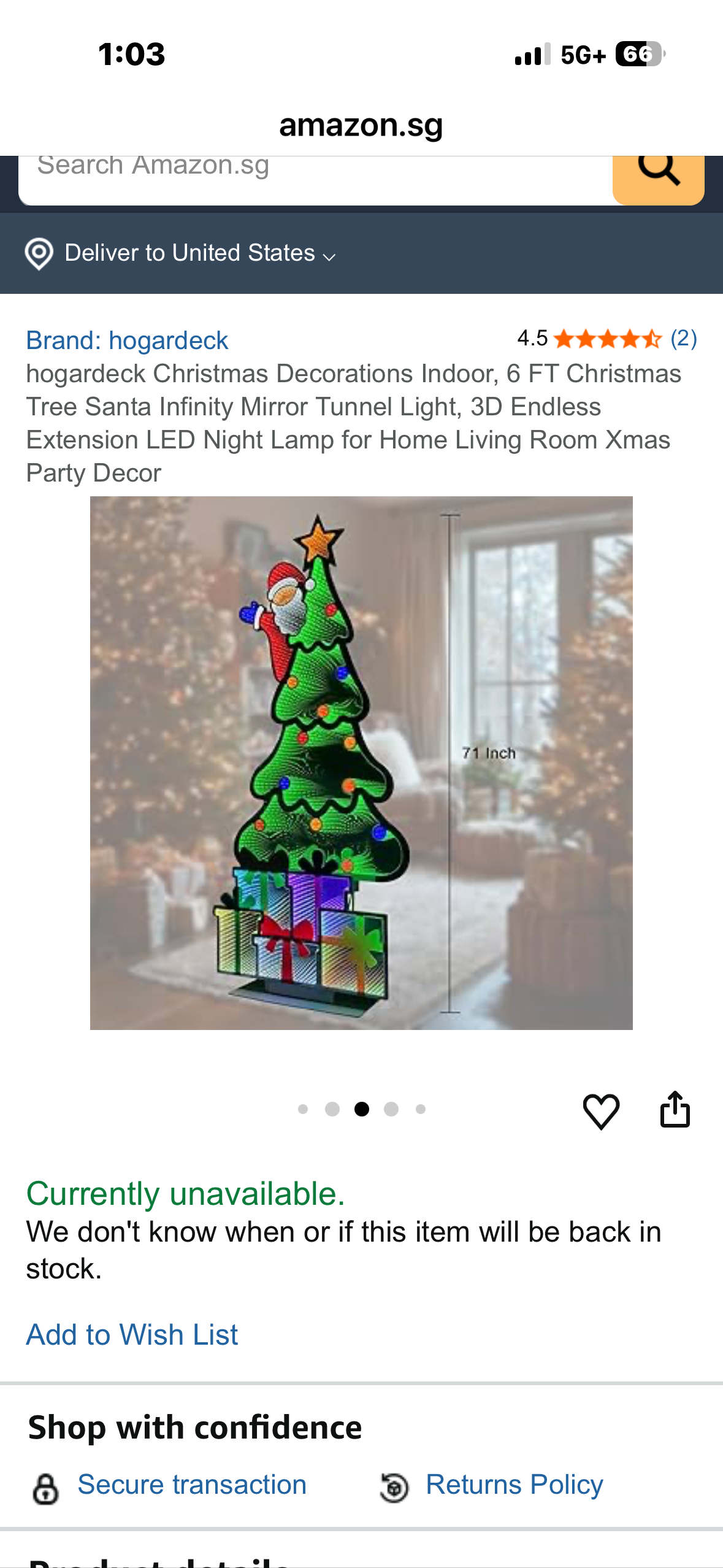 Hogardeck Christmas Decorations Indoor, 6 FT Infinity Mirror Tunnel Light Christmas Tree Santa, 3D Endless Extension LED for Home Living Room Xmas Party Decor (R791)