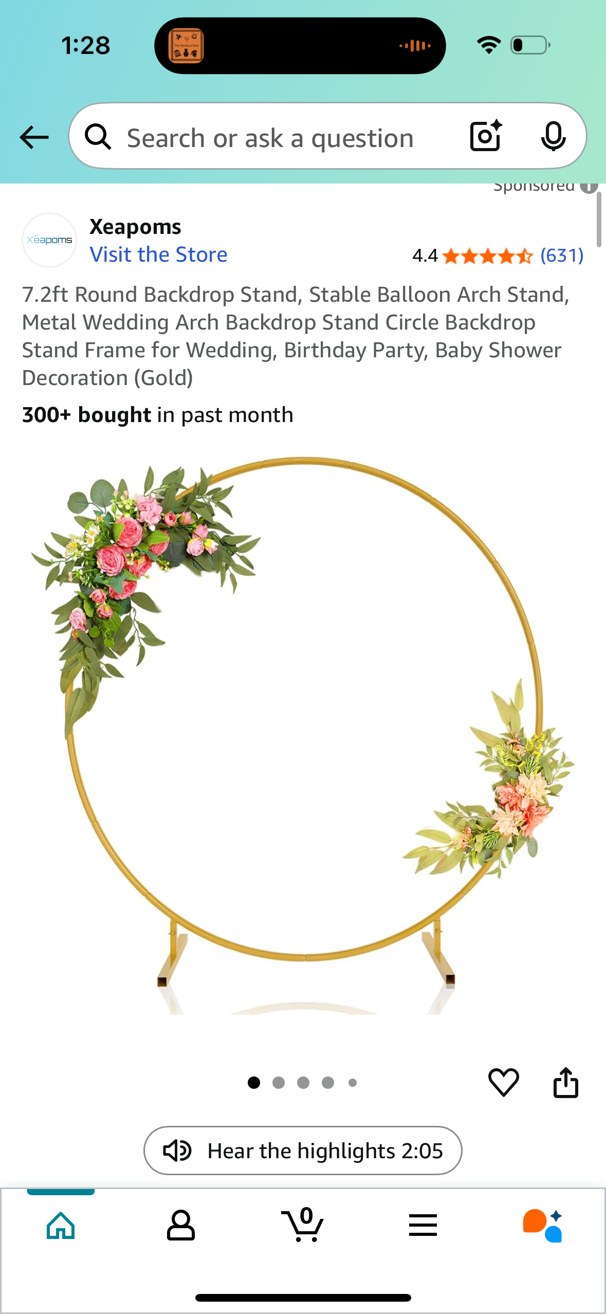 7.2ft Round Backdrop Stand, Stable Balloon Arch Stand, Metal Wedding Arch Backdrop Stand Circle Backdrop Stand Frame for Wedding, Birthday Party, Baby Shower Decoration (Gold
