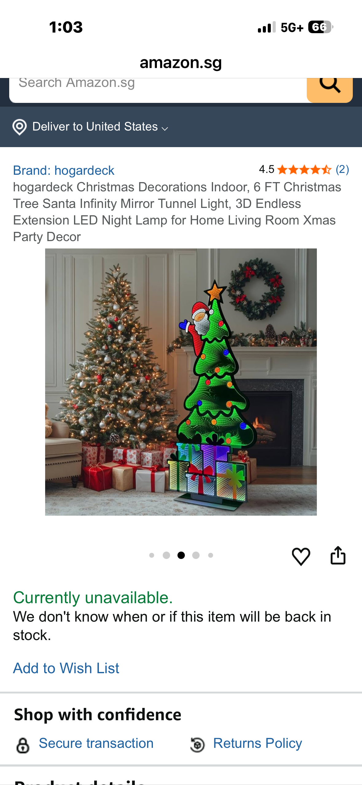 Hogardeck Christmas Decorations Indoor, 6 FT Infinity Mirror Tunnel Light Christmas Tree Santa, 3D Endless Extension LED for Home Living Room Xmas Party Decor (R791)