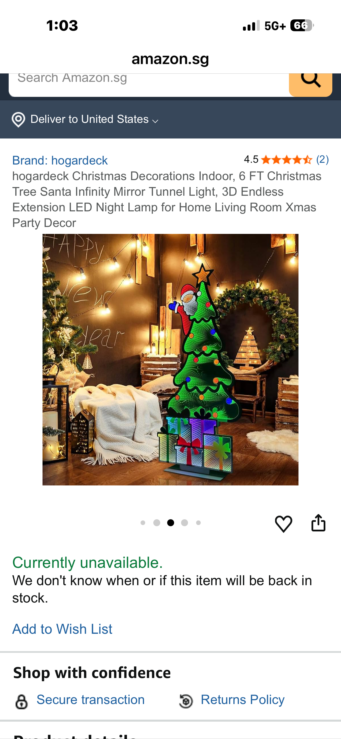 Hogardeck Christmas Decorations Indoor, 6 FT Infinity Mirror Tunnel Light Christmas Tree Santa, 3D Endless Extension LED for Home Living Room Xmas Party Decor (R791)