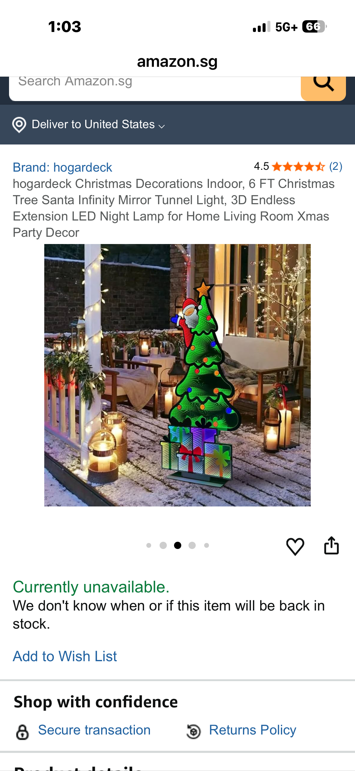 Hogardeck Christmas Decorations Indoor, 6 FT Infinity Mirror Tunnel Light Christmas Tree Santa, 3D Endless Extension LED for Home Living Room Xmas Party Decor (R791)