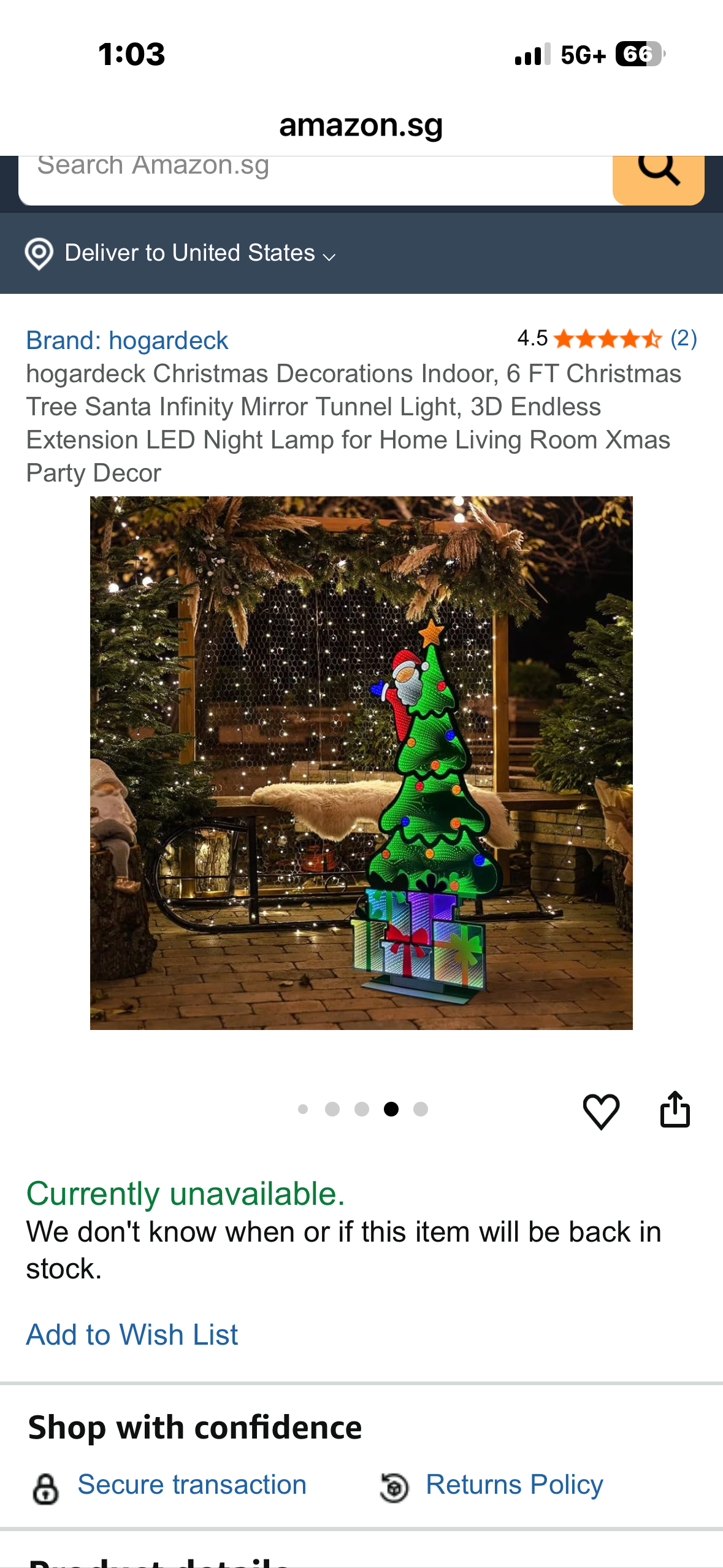 Hogardeck Christmas Decorations Indoor, 6 FT Infinity Mirror Tunnel Light Christmas Tree Santa, 3D Endless Extension LED for Home Living Room Xmas Party Decor (R791)