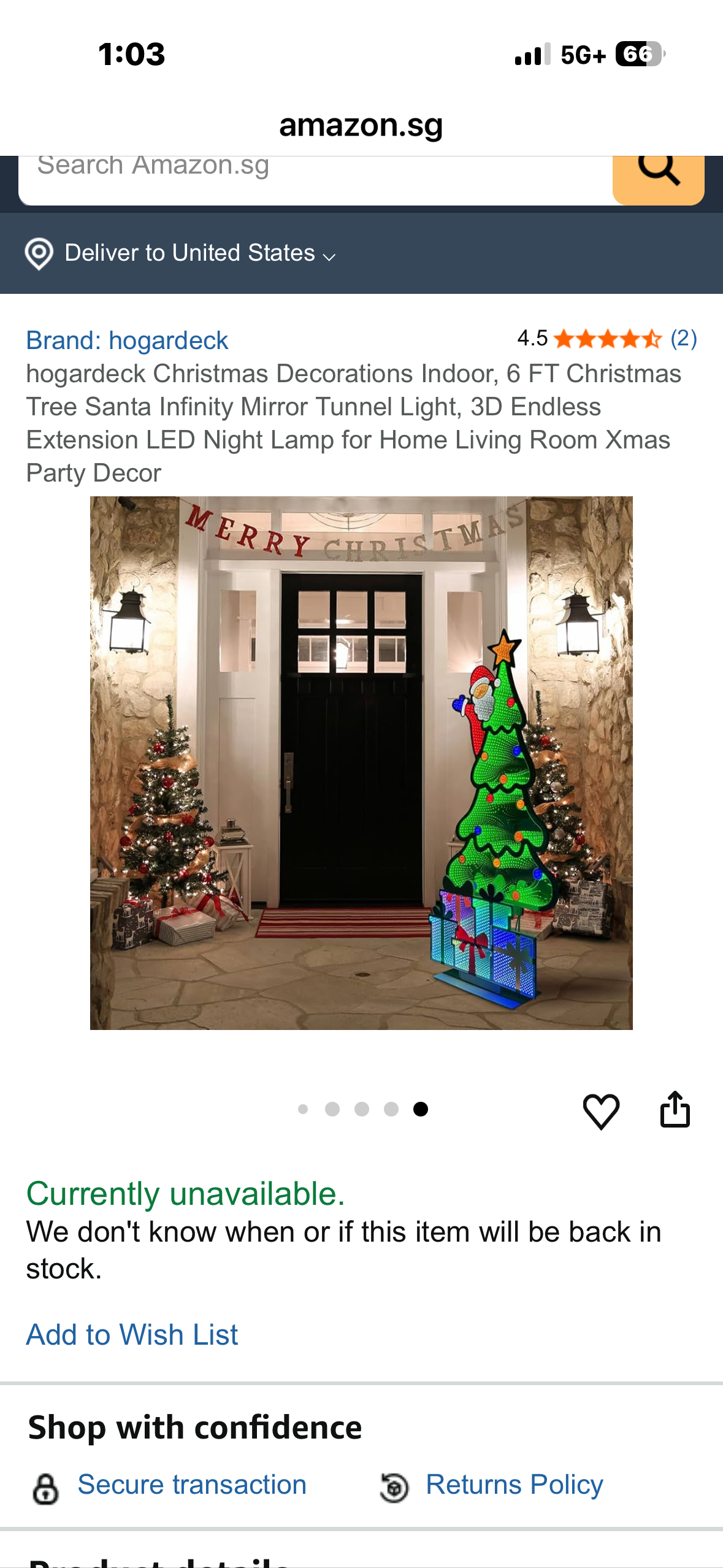 Hogardeck Christmas Decorations Indoor, 6 FT Infinity Mirror Tunnel Light Christmas Tree Santa, 3D Endless Extension LED for Home Living Room Xmas Party Decor (R791)