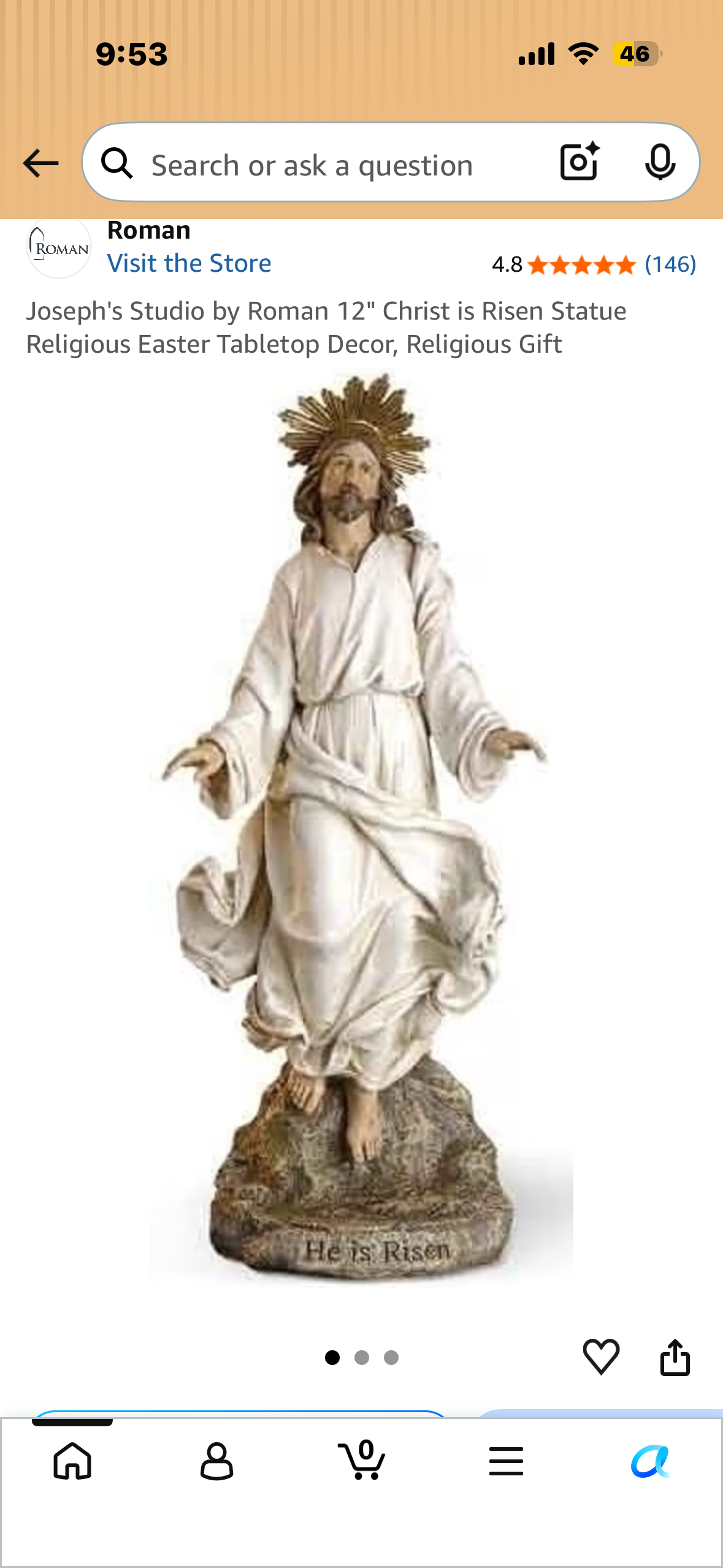 Joseph's Studio by Roman 12" Christ is Risen Statue Religious Easter Tabletop Decor, Religious Gift