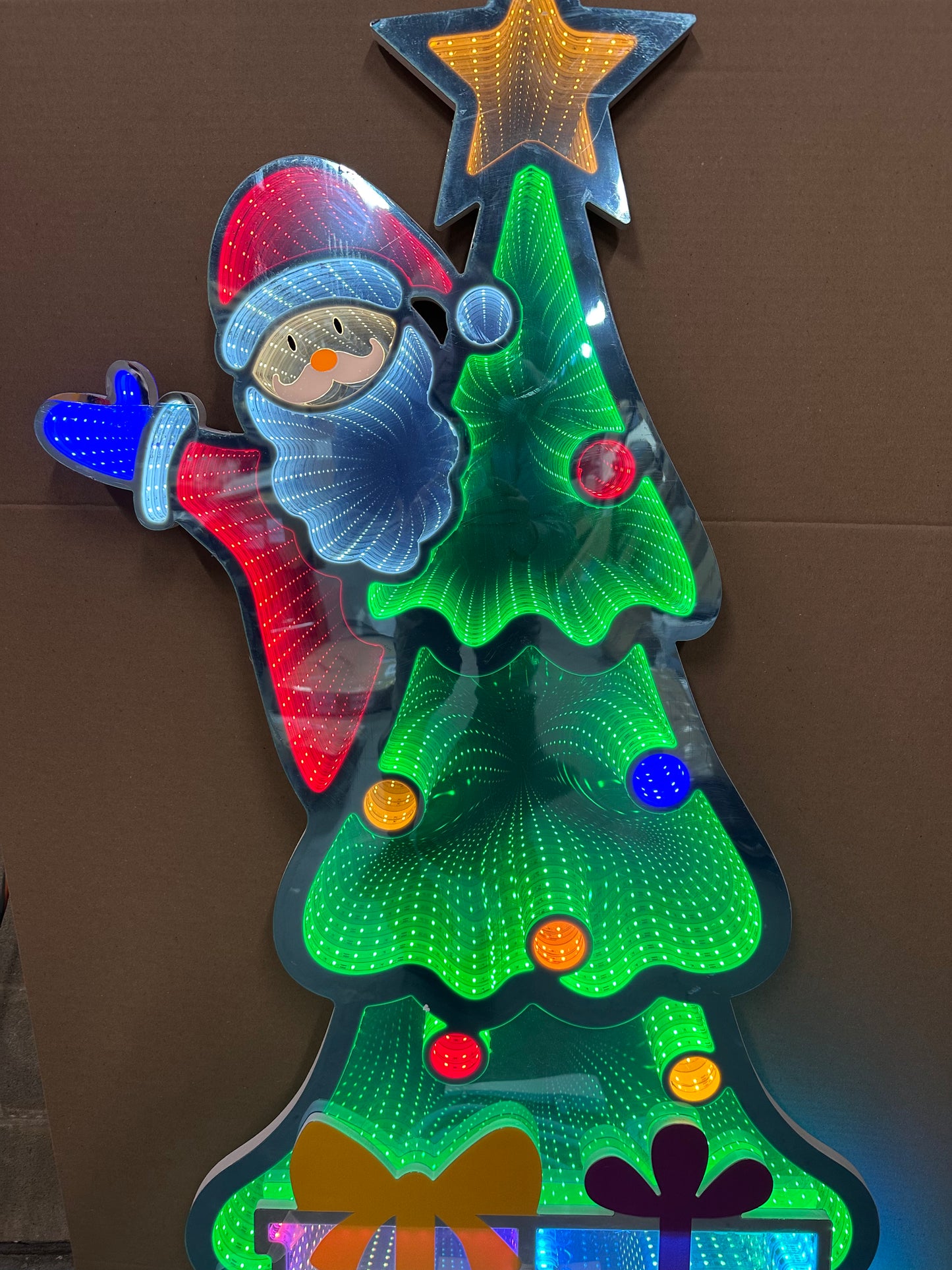 Hogardeck Christmas Decorations Indoor, 6 FT Infinity Mirror Tunnel Light Christmas Tree Santa, 3D Endless Extension LED for Home Living Room Xmas Party Decor (R791)