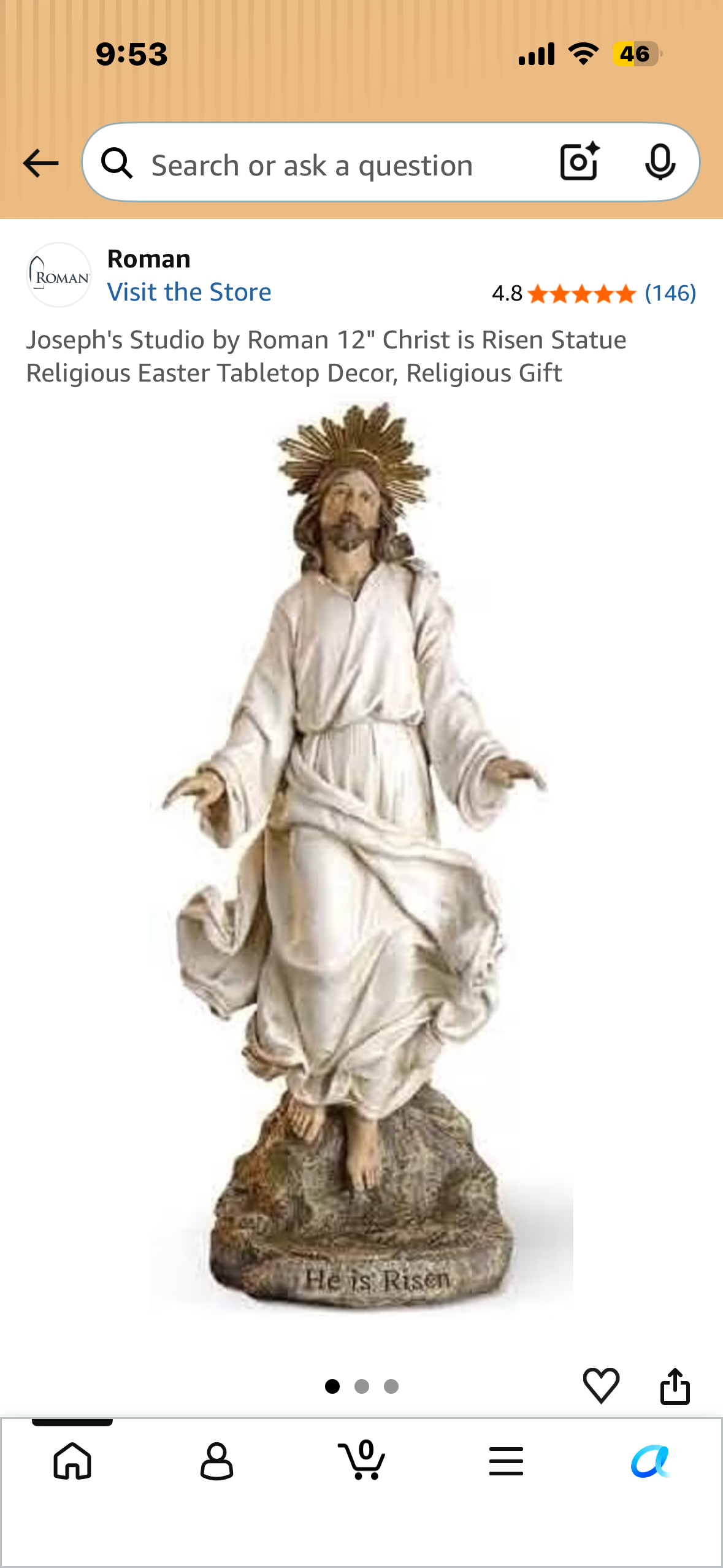 Joseph's Studio by Roman 12" Christ is Risen Statue Religious Easter Tabletop Decor, Religious Gift