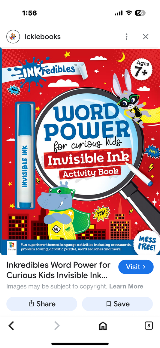 Inkredibles Word Power for Visit > Curious Kids with Invisible Ink