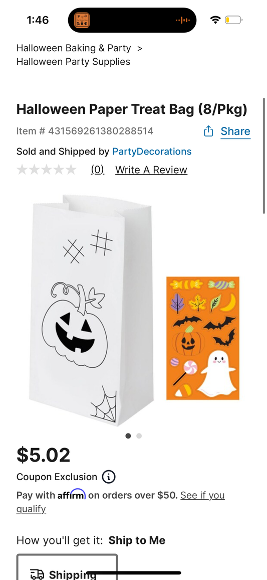 ‼️3 for $5‼️ Halloween Paper Treat Bag 8 Count - Total 24 bags