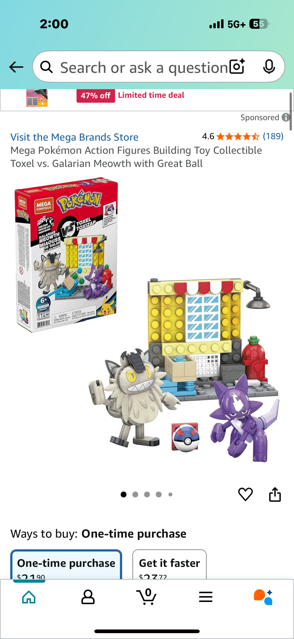 Mega Pokémon Action Figures Building Toy Collectible Toxel vs. Galarian Meowth with Great Ball