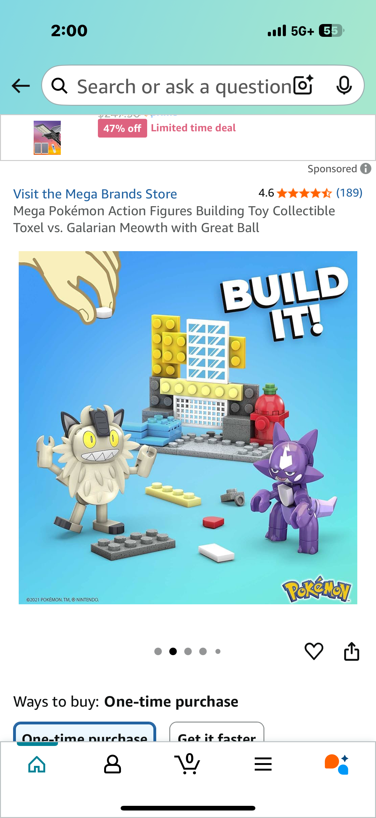 Mega Pokémon Action Figures Building Toy Collectible Toxel vs. Galarian Meowth with Great Ball